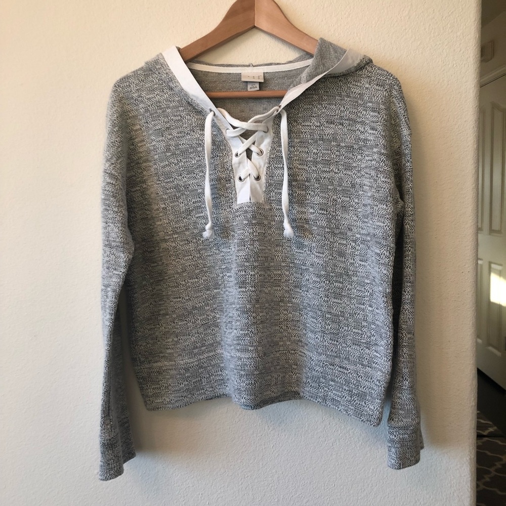 A New Day Hooded Sweatshirt with Lace up Collar